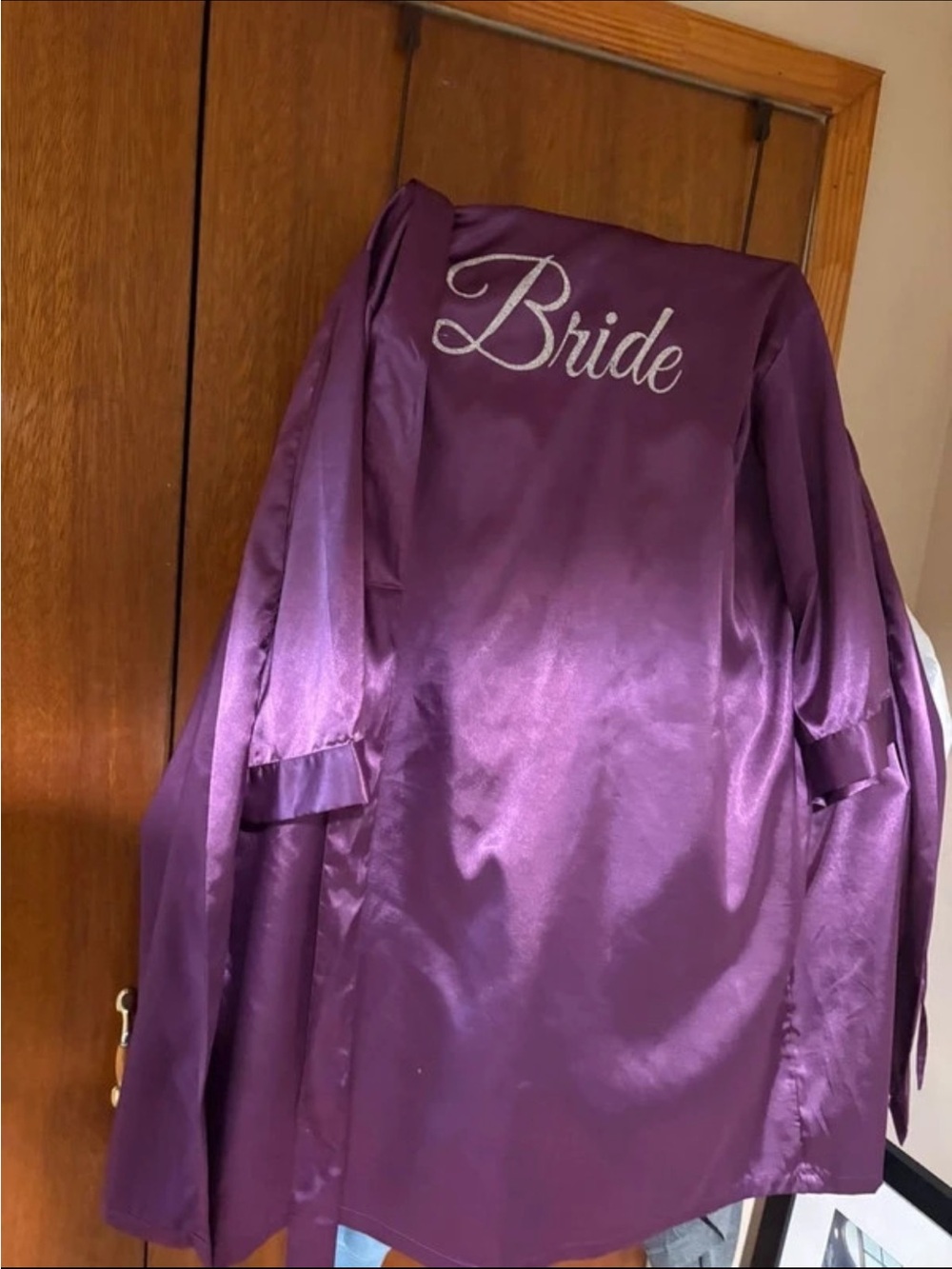Bride Satin Robe in Purple